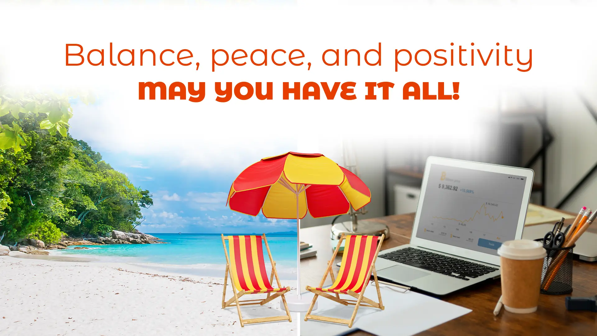 Elegant birthday card for colleague or friend with a message about peace and positivity