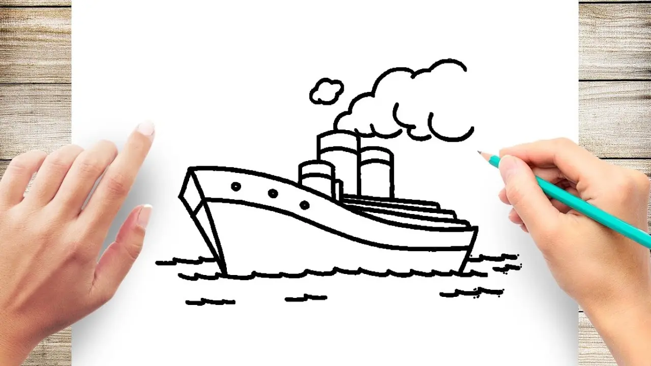 Easy ship drawing for kids aged 9–10