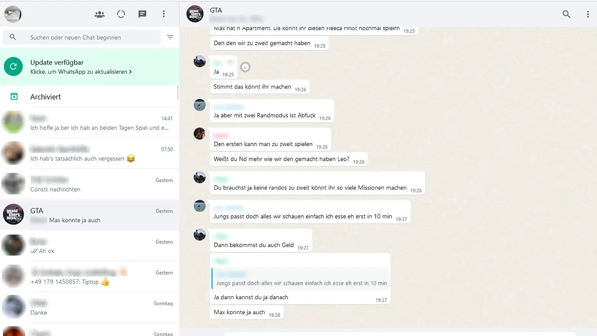 WhatsApp Web interface