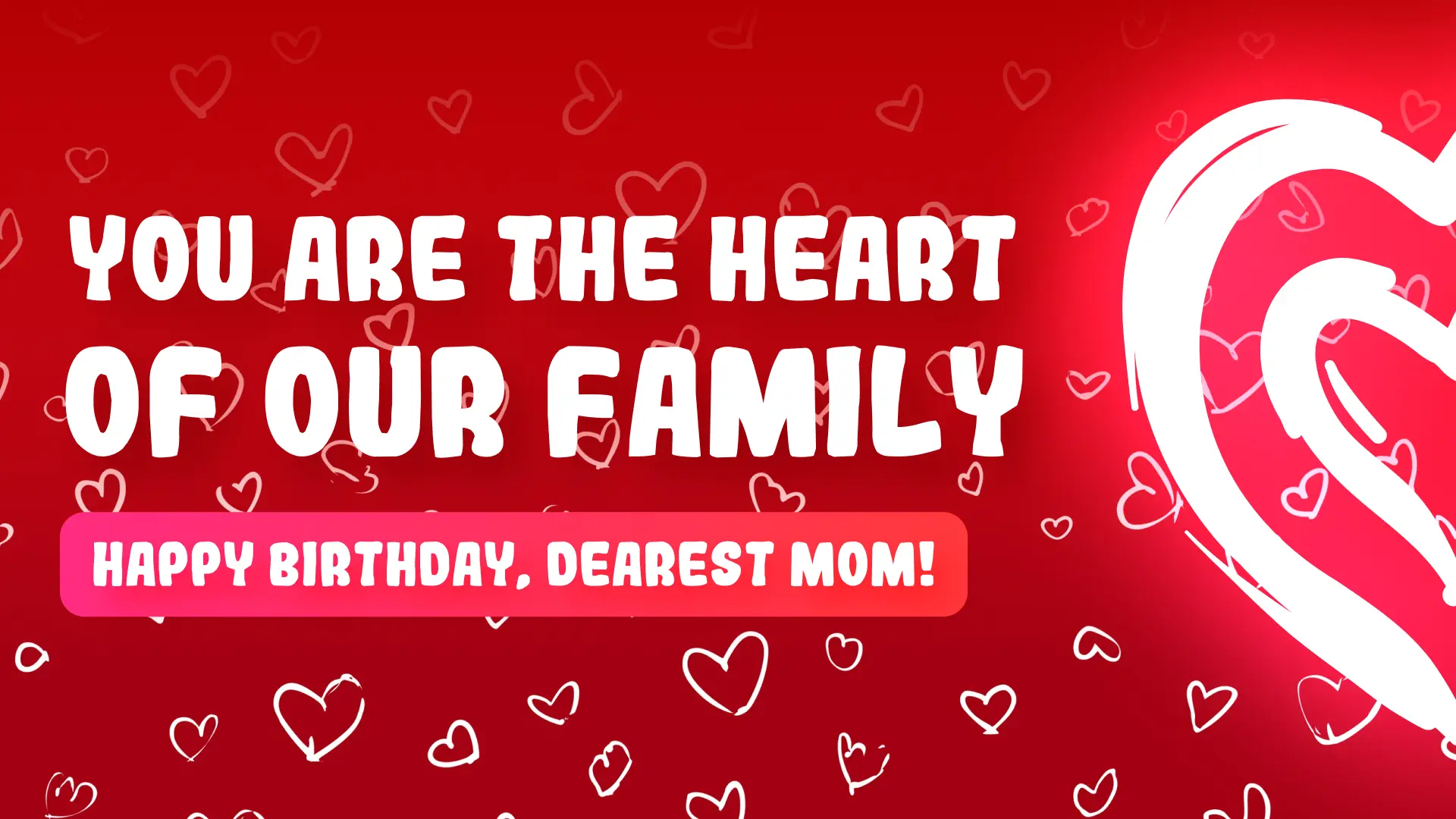 Happy birthday image for mom – touching family message “You are the heart of our family”